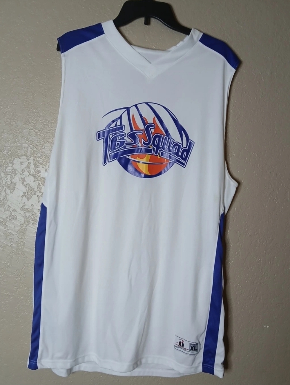 TBS Squad Men’s White & Blue Basketball Jersey - Unbranded